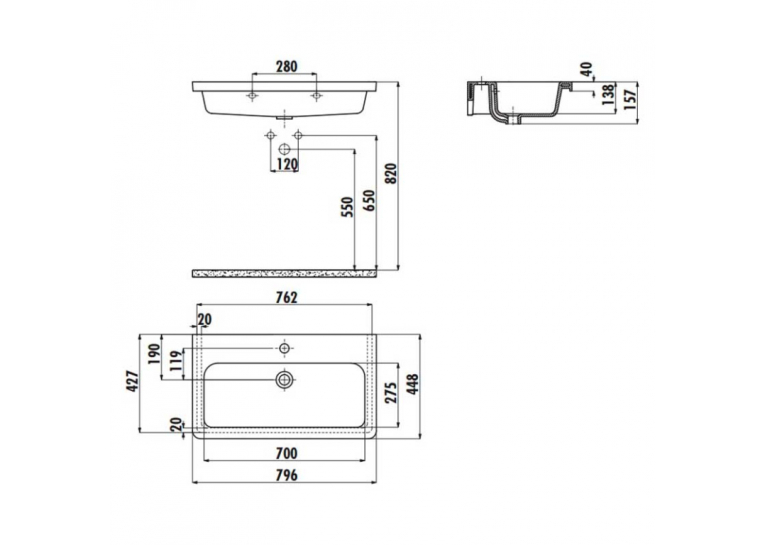  Раковина меблева CREAVIT IPEK 79.6x44.8см IP080-00CB00E-0000