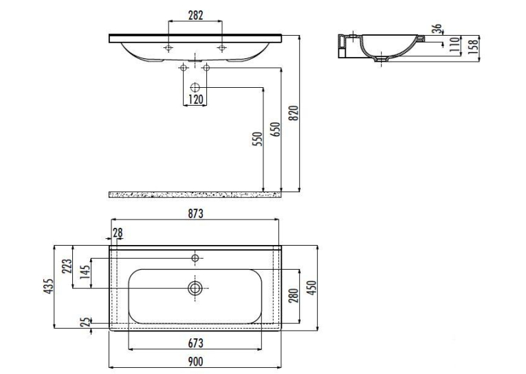 Раковина мебельная CREAVIT IDEAL 90x45см ID090-00CB00E-0000