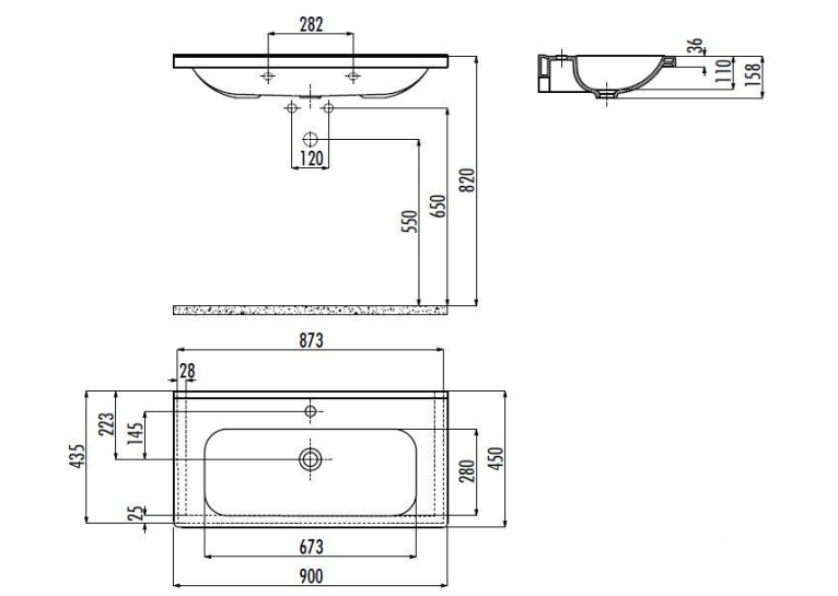  Меблева раковина CREAVIT IDEAL 90x45см ID090-00CB00E-0000