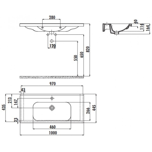Раковина мебельная CREAVIT EKSEN 100x44.5см EK100