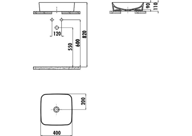  Раковина накладна CREAVIT ULTRA 40x40см UL040-00CB00E-0000