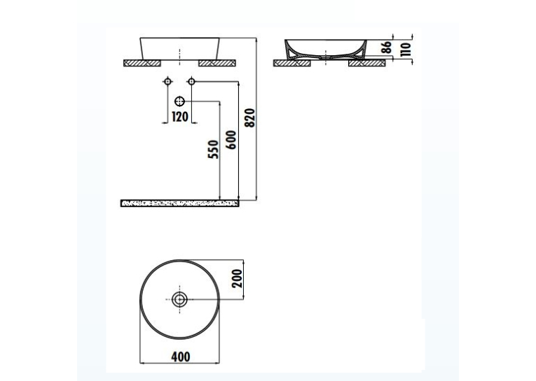  Раковина накладна CREAVIT ULTRA 40x40см UL140-00CB00E-0000