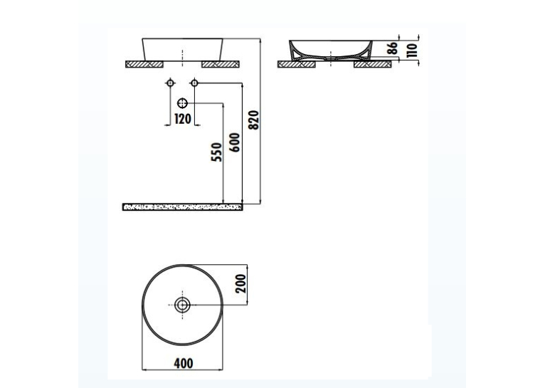  Раковина накладна CREAVIT ULTRA 40x40см UL140-00CB00E-0000