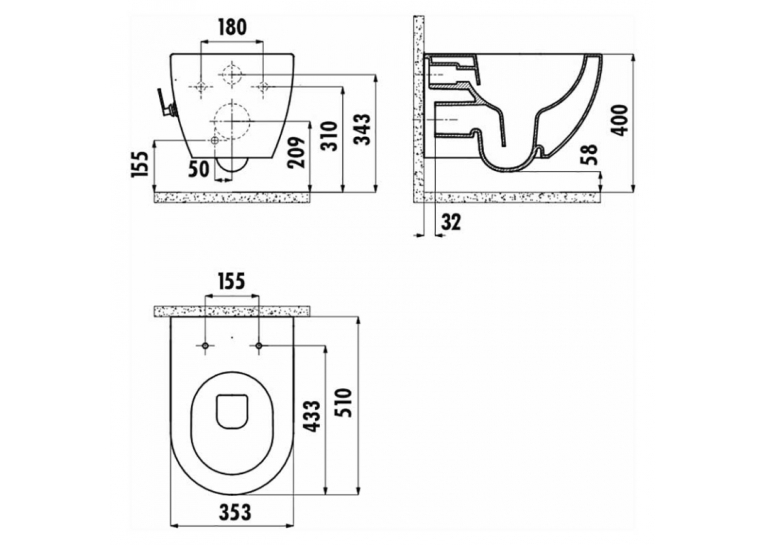 Унитаз подвесной CREAVIT FREE с функцией биде FE322-34CB00E-0002 + сиденье KC0903.02.0000E дюропласт
