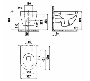 Подвесной унитаз CREAVIT FREE FE320-11AM00E-0000 + сиденье Soft Close KC0903.01.0400E