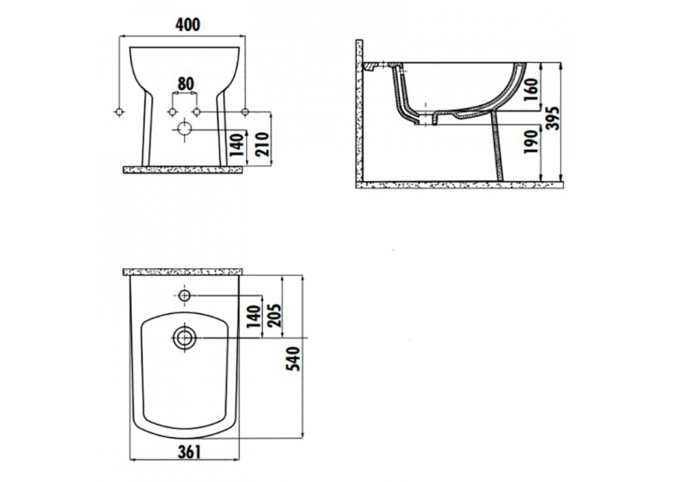 Напольное биде CREAVIT LARA LR500-00CB00E-0000