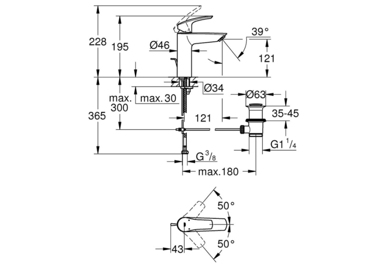Змішувач одноважільний для раковини Grohe Eurosmart New M-Size (23322003)