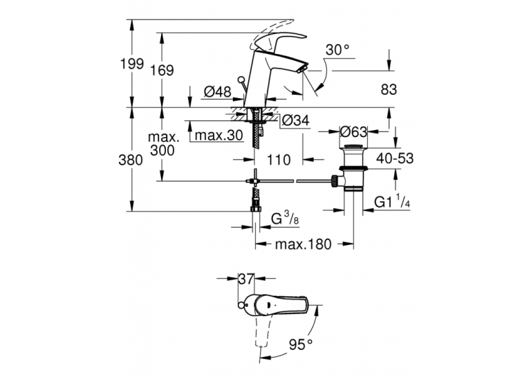 Змішувач для раковини Grohe Eurosmart 2339310E