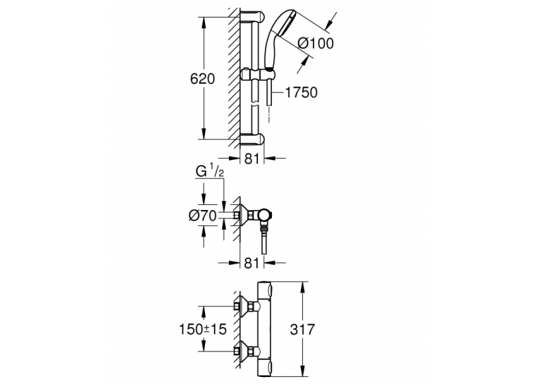 Термостат для душу з душовим гарнітуром Grohe Precision Flow 34841000