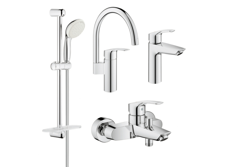 Комплект змішувачів для ванни + змішувач для кухні Grohe Eurosmart New UA123248MK