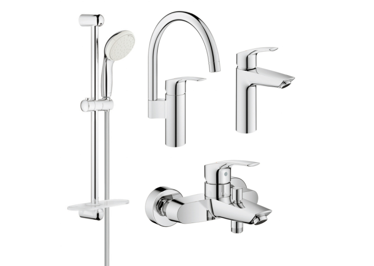 Комплект змішувачів для ванни + змішувач для кухні Grohe Eurosmart New UA123248MK