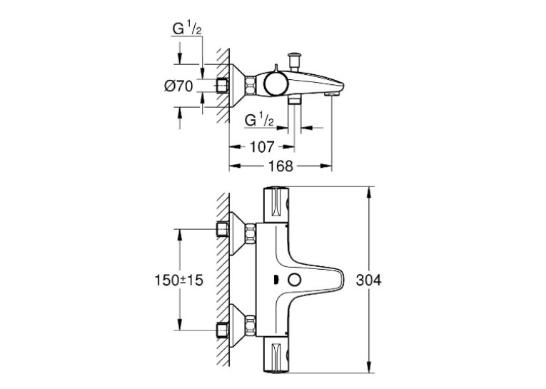 Комплект смесителей для ванной комнаты Grohe Grohtherm 800 UA34550TM0