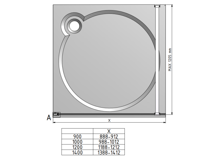  Душова перегородка Roth ECWALK 1000/2050 BK/ČS, 585-1000000-05-02