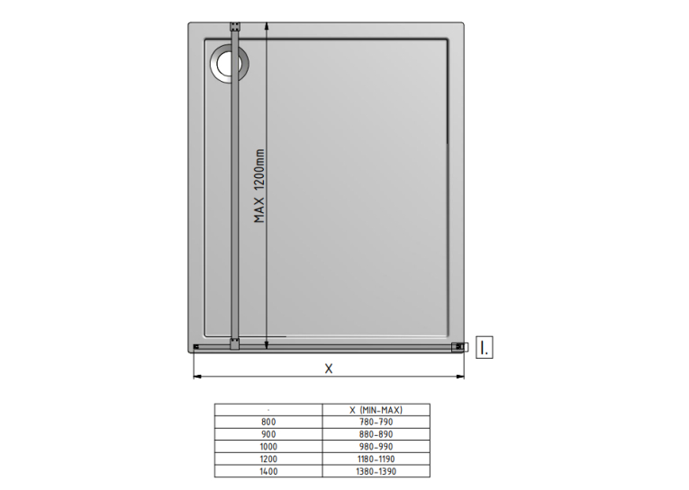  Душова перегородка Roth Philly Loft Horizon 1200/2000 Black/Tran, PLH 12020 NPE