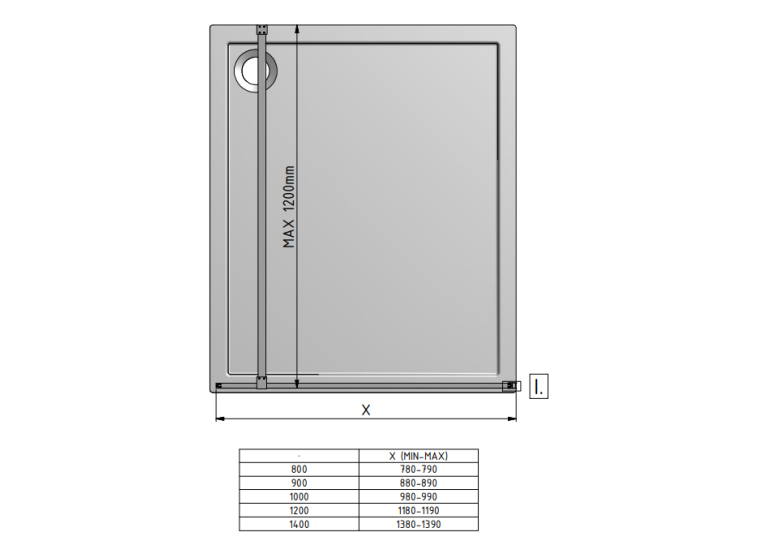  Душова перегородка Roth Philly Loft Horizon 1200/2000 Black/Tran, PLH 12020 NPE