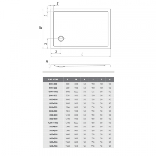 Душовий піддон Roth SPRCH. VANIČKA FLAT STONE 900×900 Anth., 8000312
