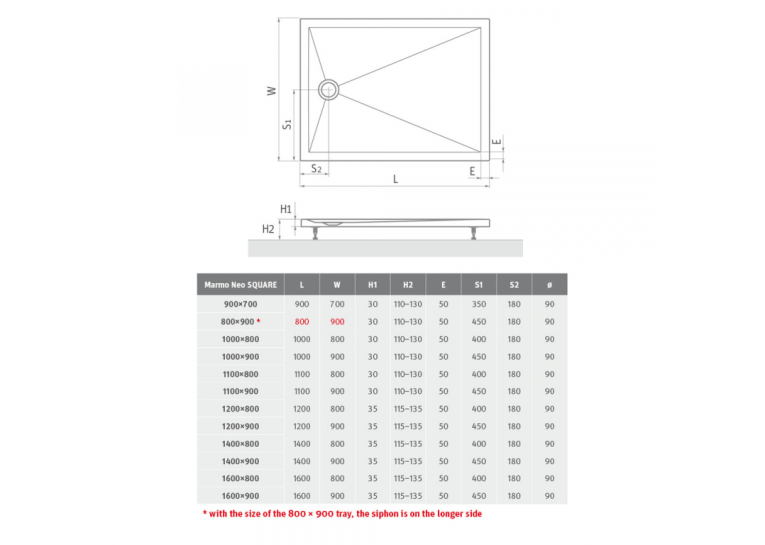 Душевой поддон Roth Marmo Neo Square 1600x800 White, MAN SQ 160080 2E