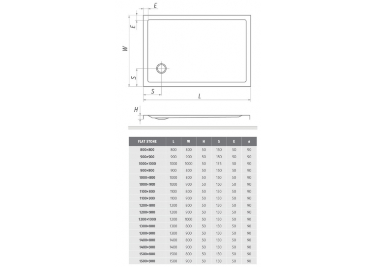  Душовий піддон Roth SPRCH. VANIČKA FLAT STONE 1100×800 Anth., 8000322