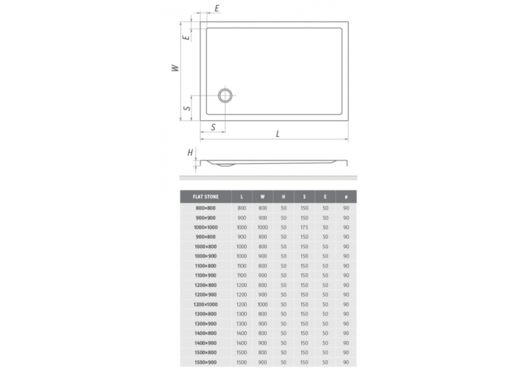  Душовий піддон Roth SPRCH. VANIČKA FLAT STONE 1300×800 White, 8000333