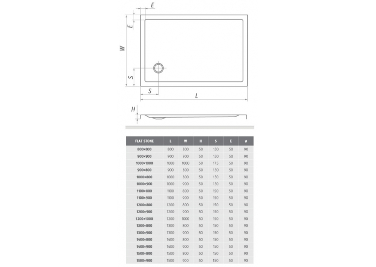 Душовий піддон Roth SPRCH. VANIČKA FLAT STONE 1300×900 Anth., 8000334