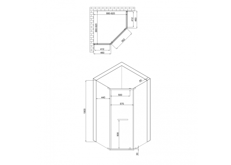  Душова кабіна Lidz Dozorca SC90x90.CRM.LOW.TR, скло прозоре 6 мм без піддону LDSC9090CRMLOWTR2