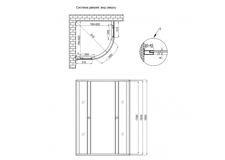  Душова кабіна Lidz Wieza SC80x80.SAT.LOW.L, скло Linie 4 мм без піддону LWISC8080SATLOWL2