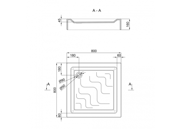  Душовий піддон Lidz Mazur ST80x80x16 LMAST808016