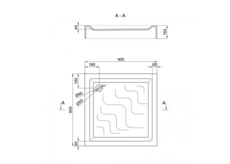 Душевой поддон Lidz Mazur ST90x90x16 LMAST909016