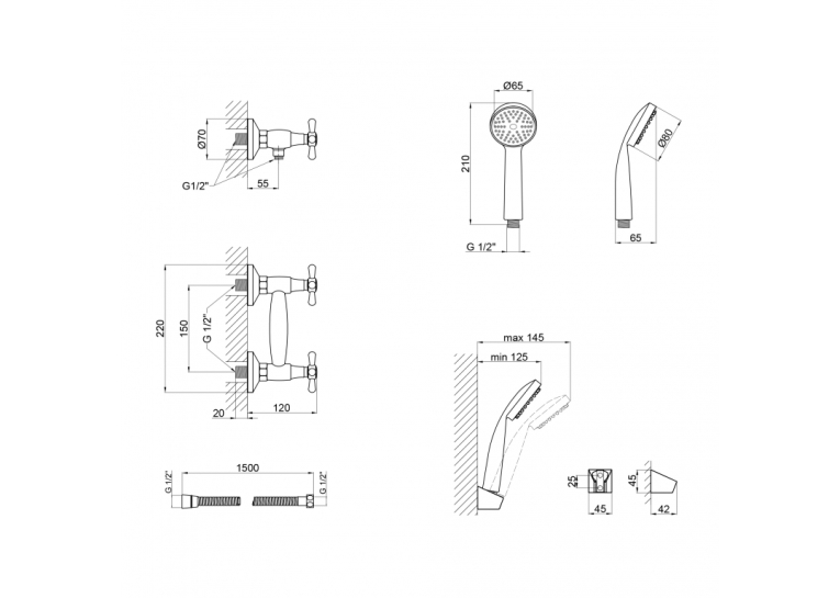 Змішувач для душу Lidz (CRM) Dominox 15363 (LIDZCRM15363)