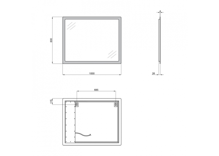Зеркало Qtap Aquarius 100x80 с LED-подсветкой QT217850702W