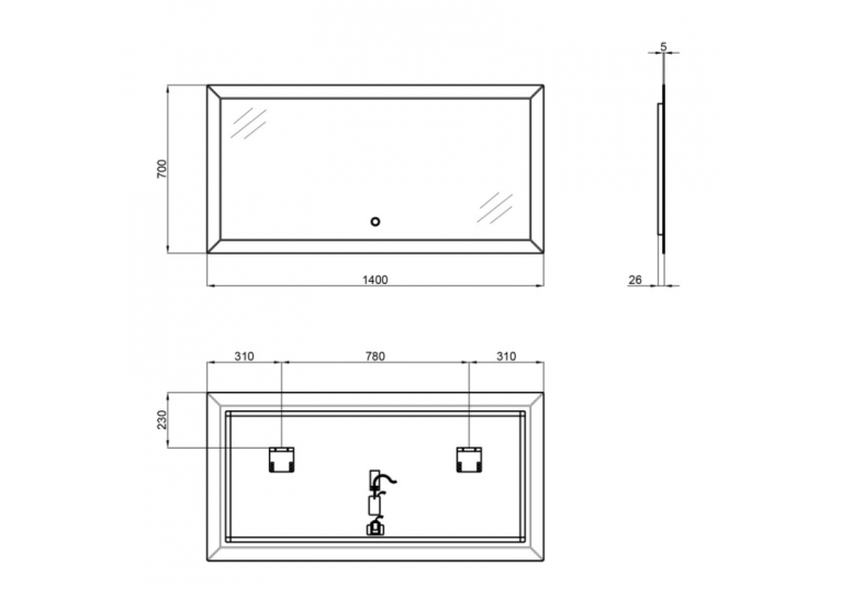  Дзеркало Qtap Aries 140x70 з LED-підсвічуванням QT0378160170140W