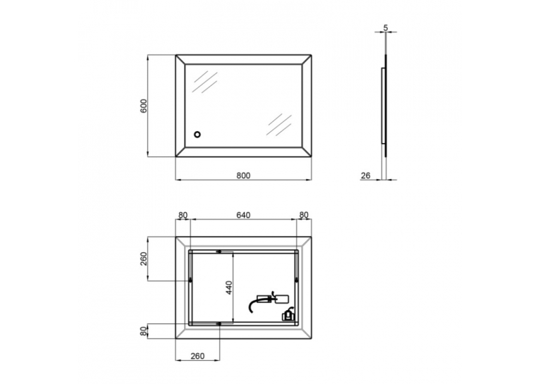  Дзеркало Qtap Aries 60x80 з LED-підсвічуванням, Reverse QT037816016080W