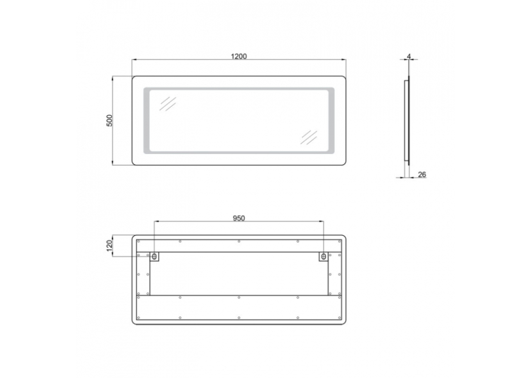 Зеркало Qtap Leo 120x50 с LED-подсветкой QT117814276080W