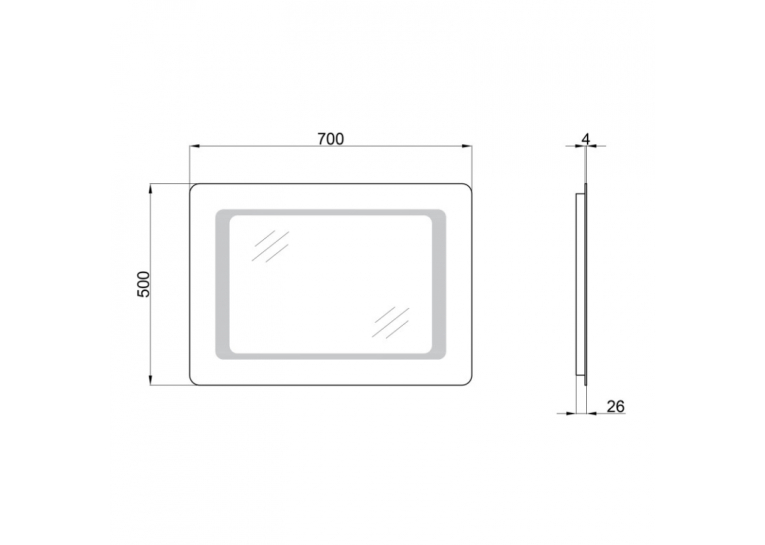 Зеркало Qtap Leo 50x70 с LED-подсветкой, Reverse QT117812086080W