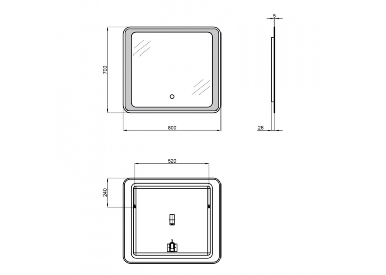 Зеркало Qtap Leo 80x70 с LED-подсветкой QT117814187080W