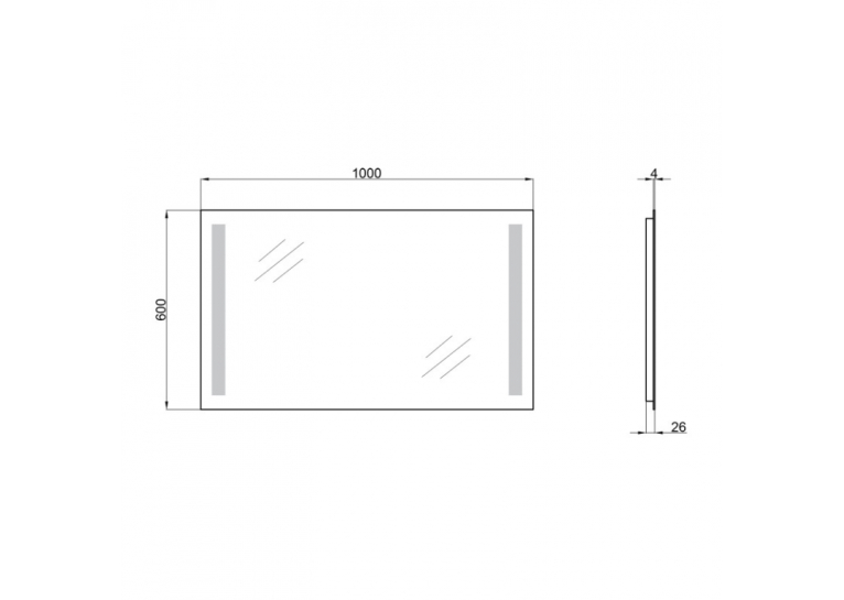 Зеркало Qtap Mideya New 100x60 с LED-подсветкой, Reverse QT20781403W