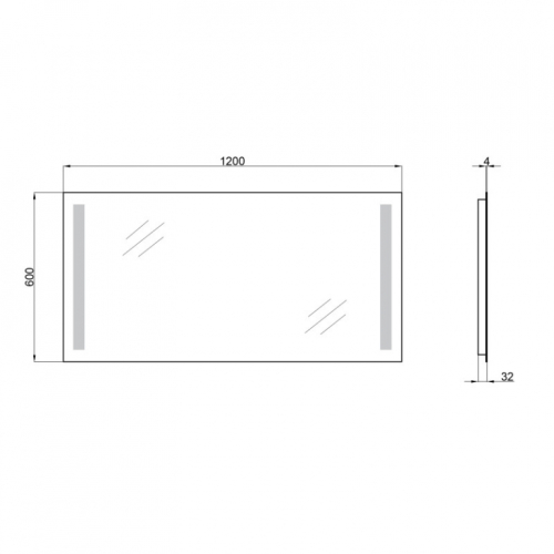 Дзеркало Qtap Mideya New 120x60 з LED-підсвічуванням QT20783502W