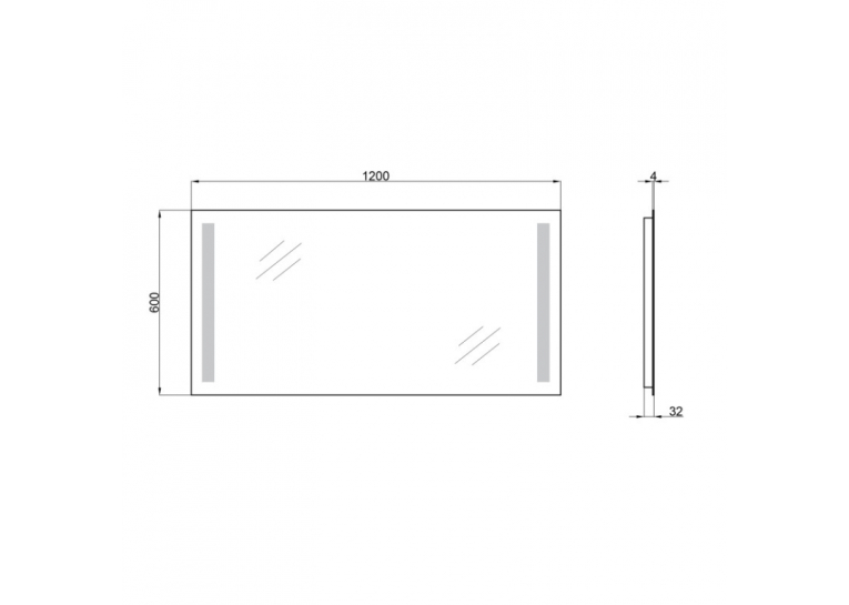 Зеркало Qtap Mideya New 120x60 с LED-подсветкой QT20783502W