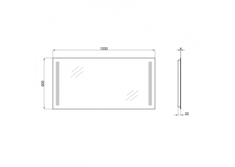 Зеркало Qtap Mideya New 120x60 с LED-подсветкой QT20783502W