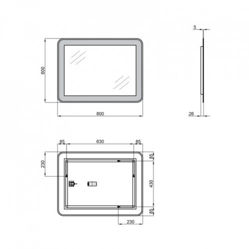 Дзеркало Qtap Swan 60x80 з LED-підсвічуванням, Reverse QT167814146080W