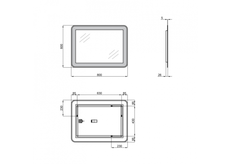 Дзеркало Qtap Swan 60x80 з LED-підсвічуванням, Reverse QT167814146080W