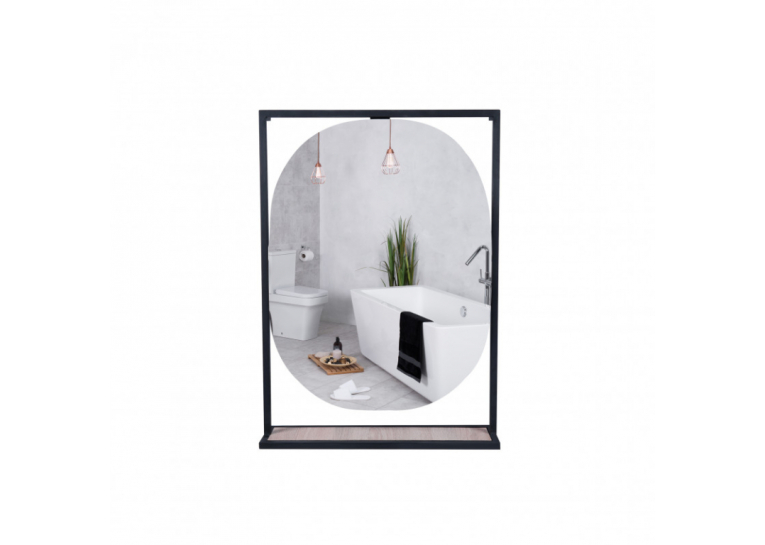  Дзеркало Qtap Taurus 60х85 Black/Whitish oak з LED-підсвічуванням QT2478ZP600BWO