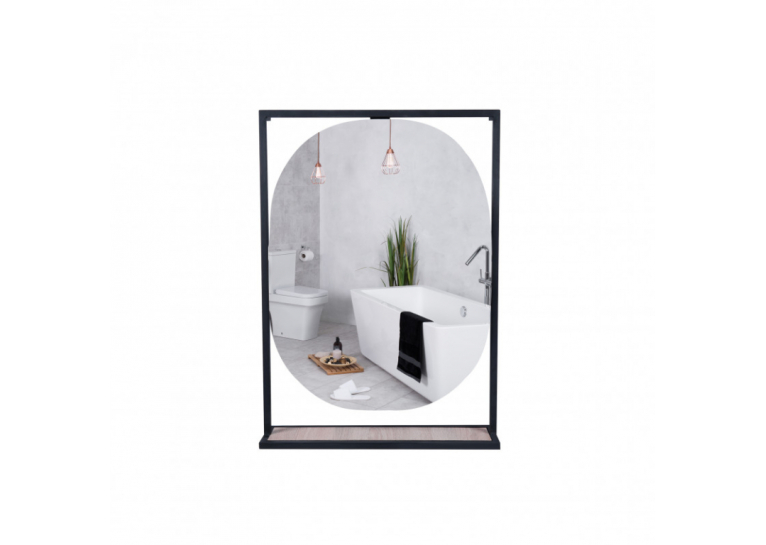  Дзеркало Qtap Taurus 60х85 Black/Whitish oak з LED-підсвічуванням QT2478ZP600BWO