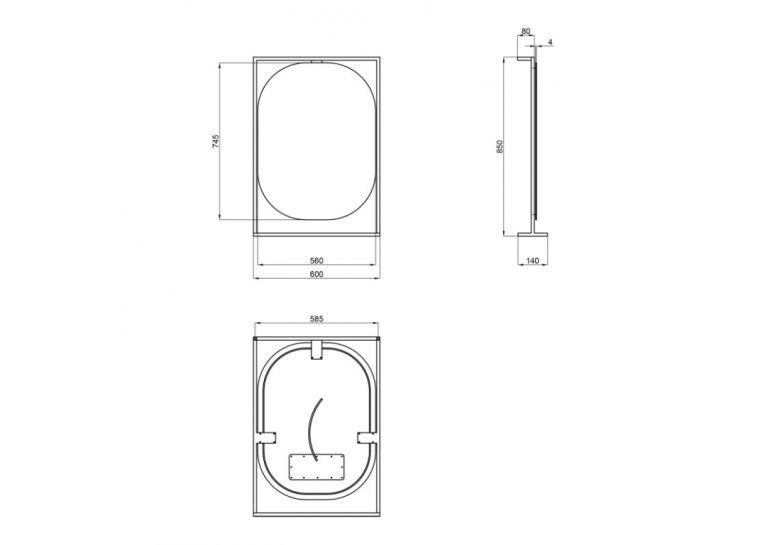  Дзеркало Qtap Taurus 60х85 Black/Whitish oak з LED-підсвічуванням QT2478ZP600BWO