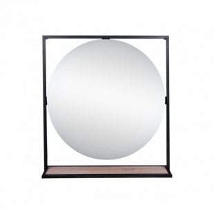 Зеркало Qtap Taurus 80х85 Black/Whitish oak с LED-подсветкой QT2478ZP800BWO
