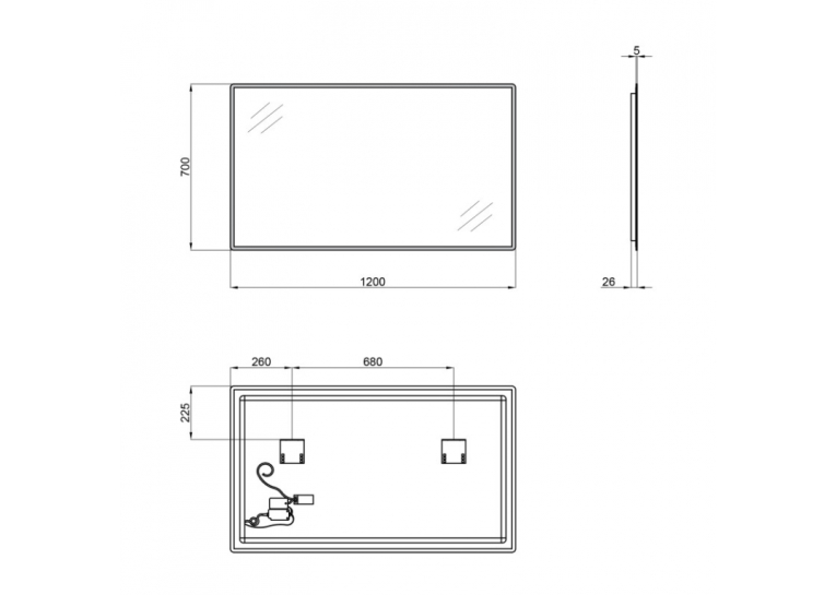Зеркало Qtap Tern 120x70 с LED-подсветкой QT1778140470120W
