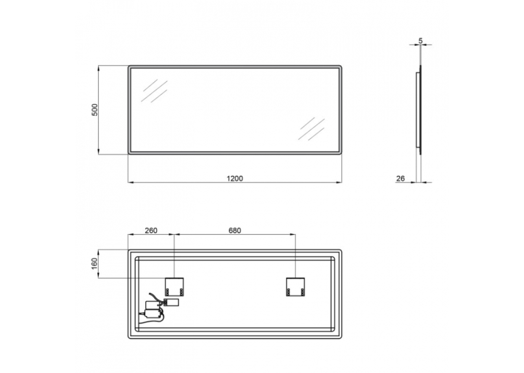 Зеркало Qtap Tern 120x50 с LED-подсветкой QT1778140450120W
