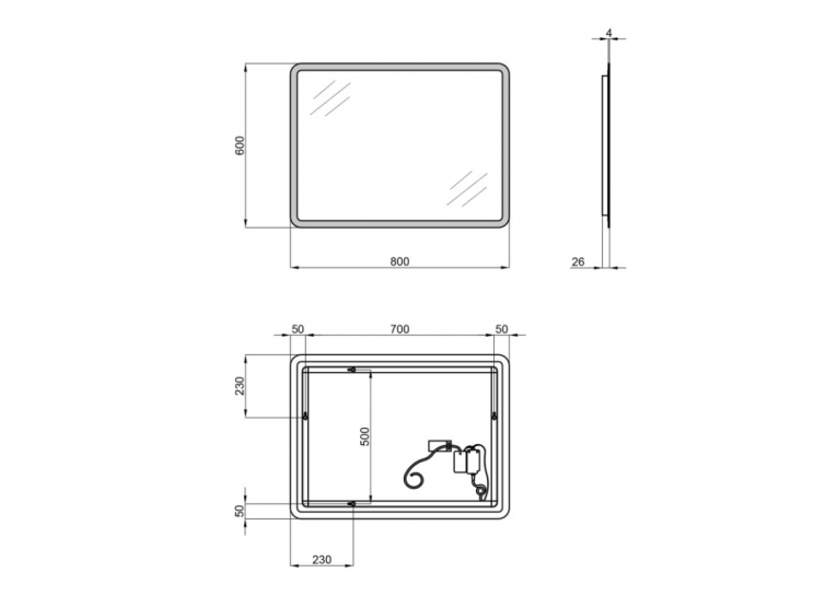  Дзеркало Qtap Tern 60x80 з LED-підсвічуванням, Reverse QT177814276080W