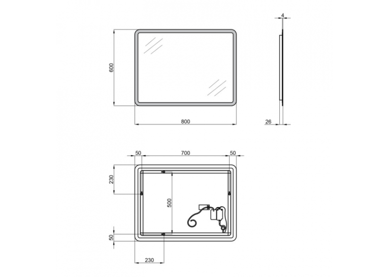  Дзеркало Qtap Tern 60x80 з LED-підсвічуванням, Reverse QT177814276080W