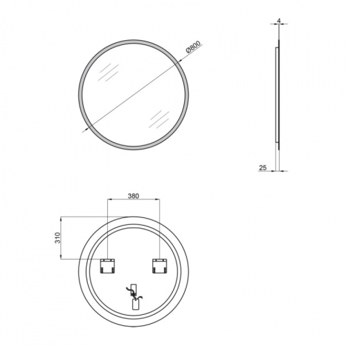Дзеркало Qtap Virgo R800 з LED-підсвічуванням QT1878250680W